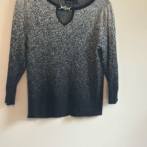 Adrienne Vittadini Black and Gray Knit Sweater